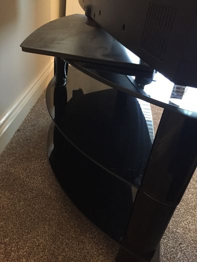 Black glass tv stand