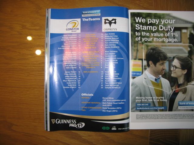 Leinster vs Ospreys 29th November 2014