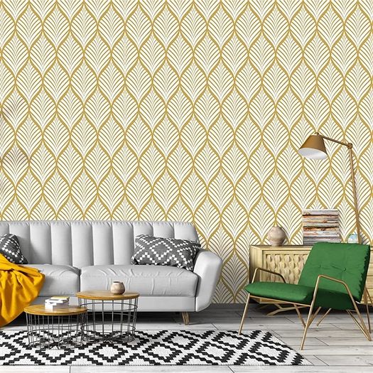 Gold Stripe Wallpaper Peel and Stick Wallpaper Self Adhesive Contact Paper Sticky Back Plastic Vinyl Film Modern Wallpaper Removable Waterproof Roll for Kitchen (FREE SHIPPING)