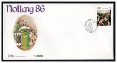 1986 Ireland Christmas Commemorative 28p Stamp The Adoration of the Magi (Full Sheet Issue) An Post First Day Cover (FDC)