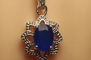 Premium Cobalt Blue Spinel Silver Pendant and Chain