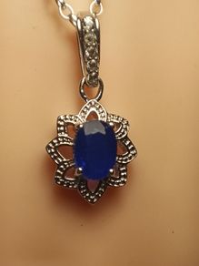Premium Cobalt Blue Spinel Silver Pendant and Chain