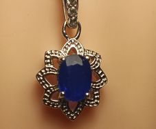 Premium Cobalt Blue Spinel Silver Pendant and Chain