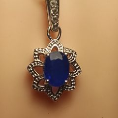 Premium Cobalt Blue Spinel Silver Pendant and Chain