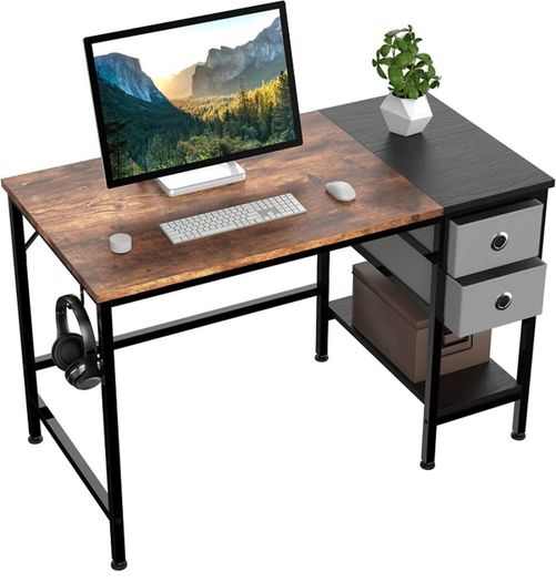 Computer Desk, Office Work Desk for student and worker, Writing Desk with drawer and Headphone Hook, Laptop Table with shelves, Modern Style Desks for Bedroom, Home, Office 100x50x75cm (FREE POSTAGE)