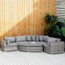 6 PCs Outdoor Rattan Wicker Sofa Set Bonzer Half Round Patio Conversation Furniture Set w/ Angled Corner Design, Cushions Grey Image 3