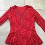 Ladies Red lace long sleeve top. Size 10 Image 3