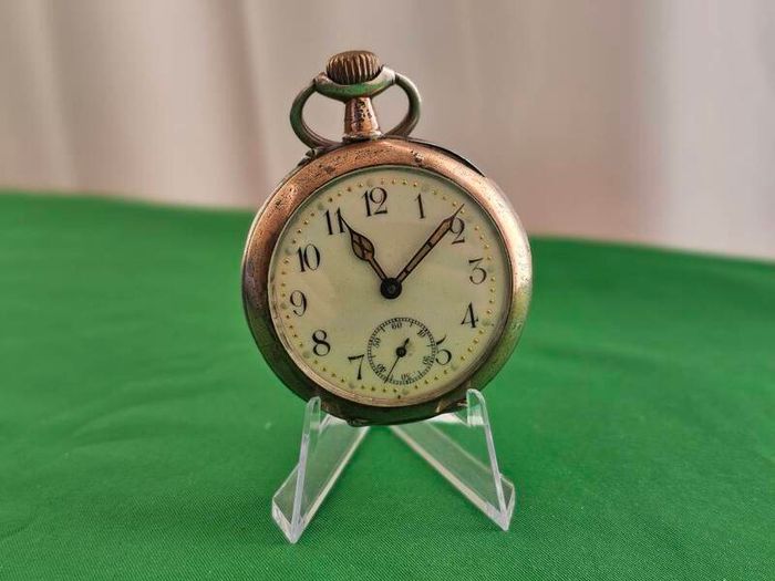 Antique Silver Swiss Made WW1 Era Military Pocket Watch