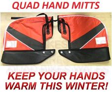 Quad Bike Handle Bar Mitts Gloves RED Mittens ATV HD