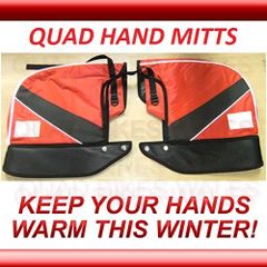 Quad Bike Handle Bar Mitts Gloves RED Mittens ATV HD