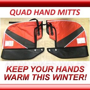 Quad Bike Handle Bar Mitts Gloves RED Mittens ATV HD