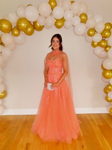 Danis Closet Orange Coral Debs Prom Dress Size 8