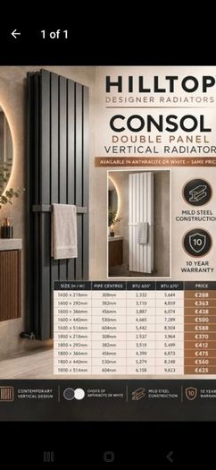 Hilltop double panel vertical radiator