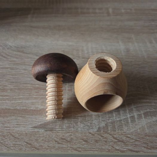 NEW Handmade Wooden Mushroom Nutcracker