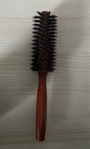 Wooden round boar bristle blow-dry hairbrush