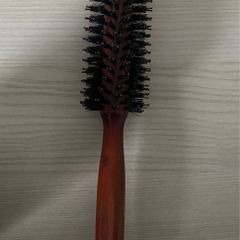 Wooden round boar bristle blow-dry hairbrush