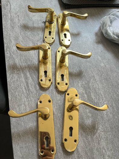Gold effect door handles