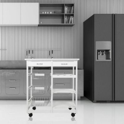 BRAND NEW Kitchen Islands Trolleys Hotel Catering Serving Trolley Moveable Kitchen Storage Rack Four-layer Home Utility Shelf Trolley HWC
