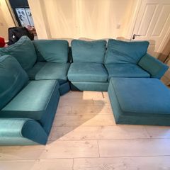 Comfy and large teal corner sofa