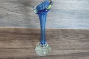 Vintage Glass Vase Blue 1960s Single Stem Blue Control Vase