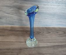 Vintage Glass Vase Blue 1960s Single Stem Blue Control Vase