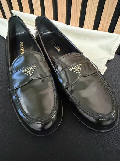 Women Prada Brushed Leather Loafers
