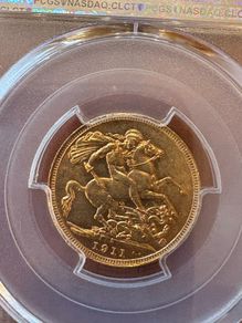 1911-S Australia George V gold sovereign coin graded MS63 by PCGS
