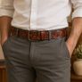 Unisex Genuine Leather Tooled Belt Vintage Floral Western Leather Belt Image 2
