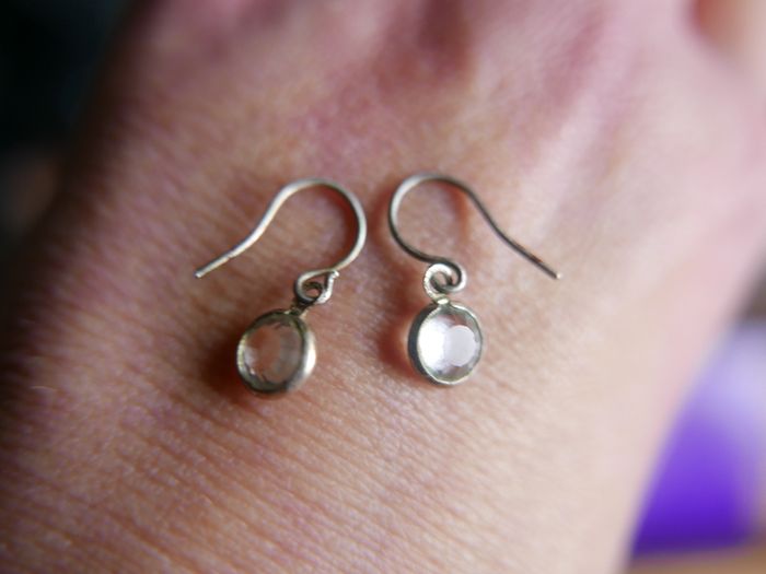 Vintage Sterling Silver Moonstone Earrings, Gemstone