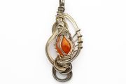 Vintage 925 Sterling Silver &amp; Carnelian Artisan Pendant