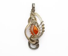 Vintage 925 Sterling Silver & Carnelian Artisan Pendant