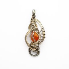 Vintage 925 Sterling Silver & Carnelian Artisan Pendant