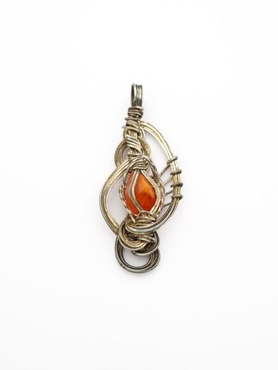 Vintage 925 Sterling Silver & Carnelian Artisan Pendant