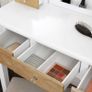 Dressing Table with Folding Mirror and 5 Drawers, Cosmetic Table with Removable Makeup Organiser, Dressing Table with Solid Wood Legs, with Stool, White Natural Image 3