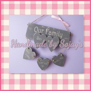 Our Family handmade plaque personalised