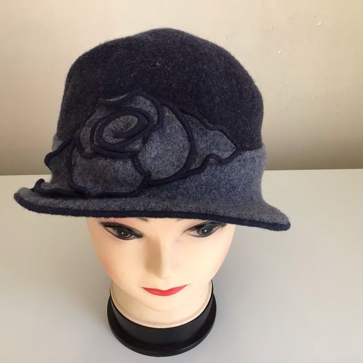 Ladies Cloche Bucket 100% Wool Hat 1940s Style