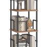 5-Tier Rotating Bookshelf, Freestanding Corner Bookshelf, 360 Spinning Bookcase, Industrial Style Storage Rack with Rails, for Living Room, Study, Home Office, Rustic Brown Image 2