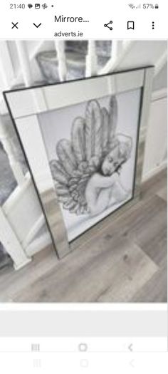 Large Mirrrored Frame Cherub Wall Art