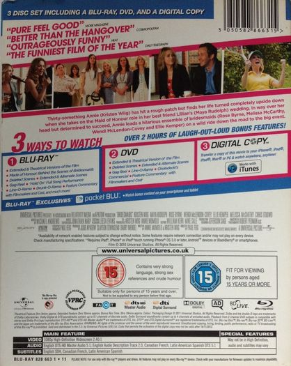 Brides Maids [2011] Kristen Wiig, Rose Byrne, Wendi McLendon-Covey, Ellie Kemper, Melissa McCarthy & Chris O'Dowd [Blu-ray Movie]