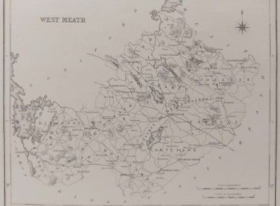 Westmeath 1837 Antique Map Including Baronies