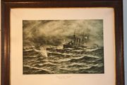 2 Prints - 1914 Naval Battles by T.R Miles N.B.A