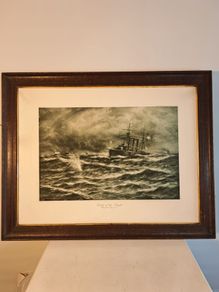 2 Prints - 1914 Naval Battles by T.R Miles N.B.A