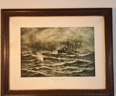 2 Prints - 1914 Naval Battles by T.R Miles N.B.A