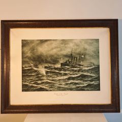2 Prints - 1914 Naval Battles by T.R Miles N.B.A
