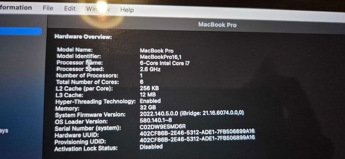 Macbook Pro 16 inch i7 2019 32GB