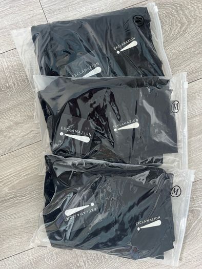 NEW Exclamazion Black High Waisted Gym Leggings Bundle 3 Pairs S M L