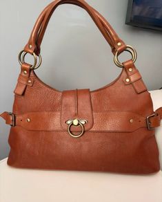 Vintage Burberry Cognac leather shoulder bag
