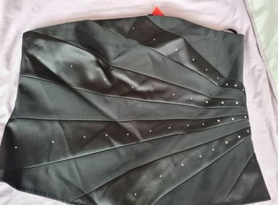 Black Satin + Diamante Top. Size 18. New