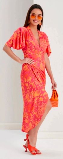 New angel sleeve wrap dress