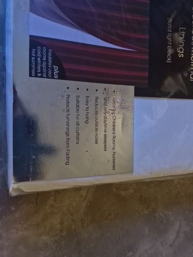 Blackout curtain linings, as new, unopened